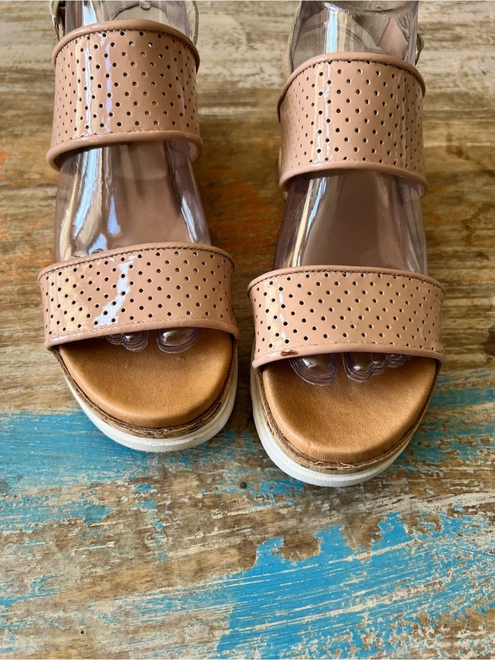 Piampiani Blush Pink Perforated Sandals Size 39/8 1/2
